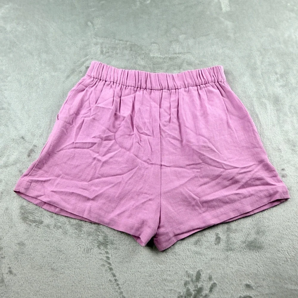 Altar'd State Pink Linen Blend Pleated Shorts Women's Small Lilac